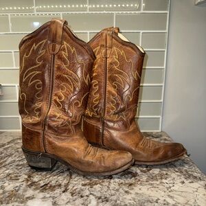 Ole West Brown Leather Western Cowboy Boots - Classic Country Style